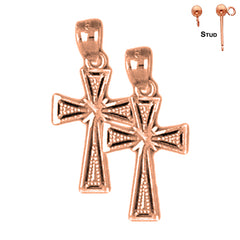 14K oder 18K Gold Glory Cross Ohrringe