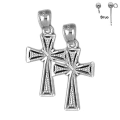 Pendientes con forma de cruz Glory de plata de ley de 20 mm (chapados en oro blanco o amarillo)