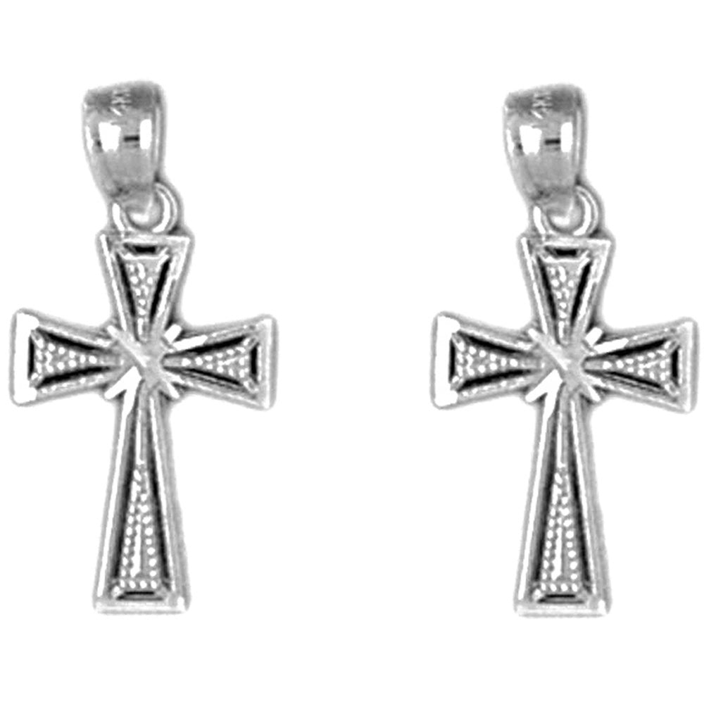 14K or 18K Gold 20mm Glory Cross Earrings