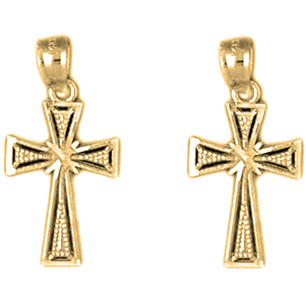 14K or 18K Gold 20mm Glory Cross Earrings