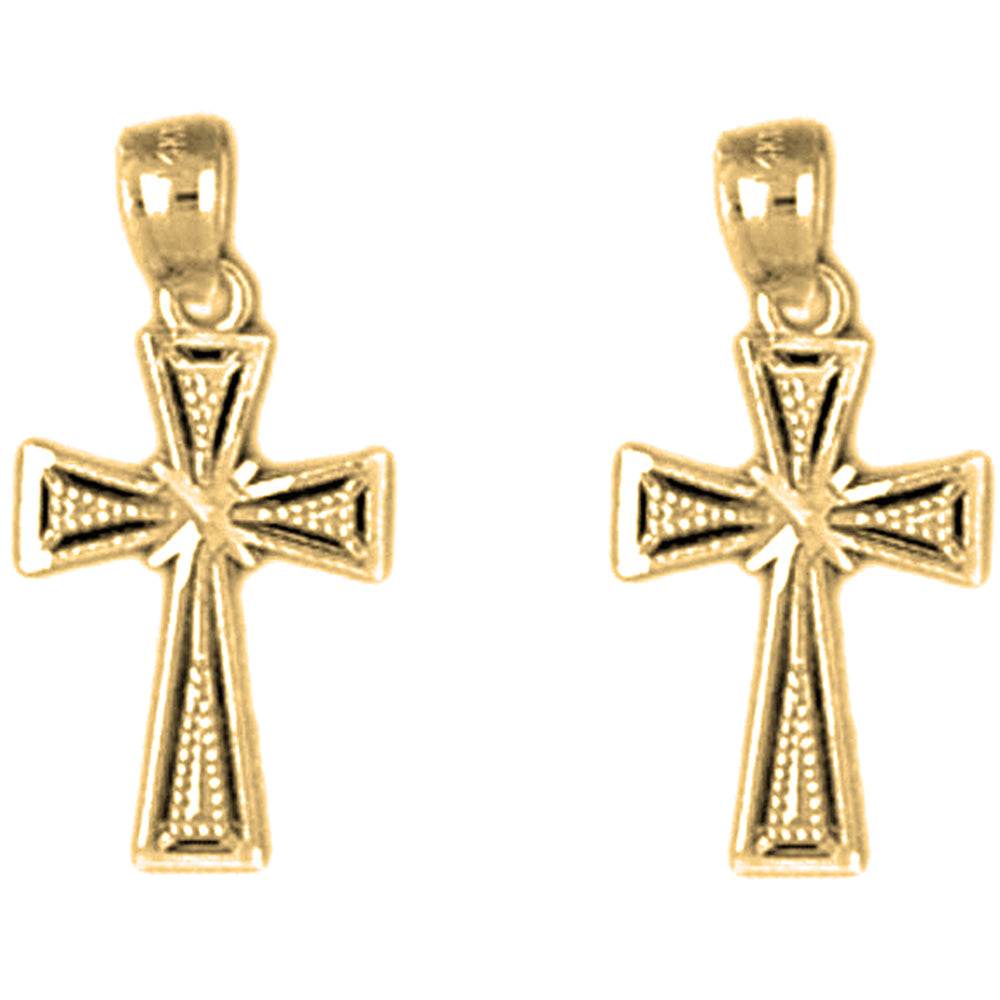 Yellow Gold-plated Silver 20mm Glory Cross Earrings
