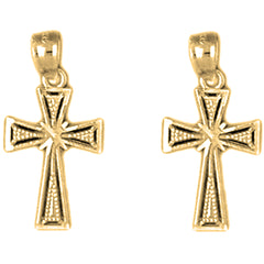 Yellow Gold-plated Silver 20mm Glory Cross Earrings