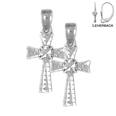 Sterling Silver 20mm Glory Cross Earrings (White or Yellow Gold Plated)