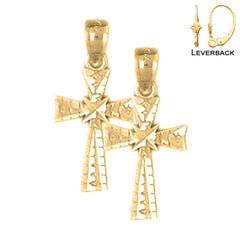 14K oder 18K Gold Glory Cross Ohrringe