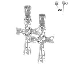 Sterling Silver 20mm Glory Cross Earrings (White or Yellow Gold Plated)