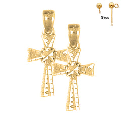 14K oder 18K Gold Glory Cross Ohrringe