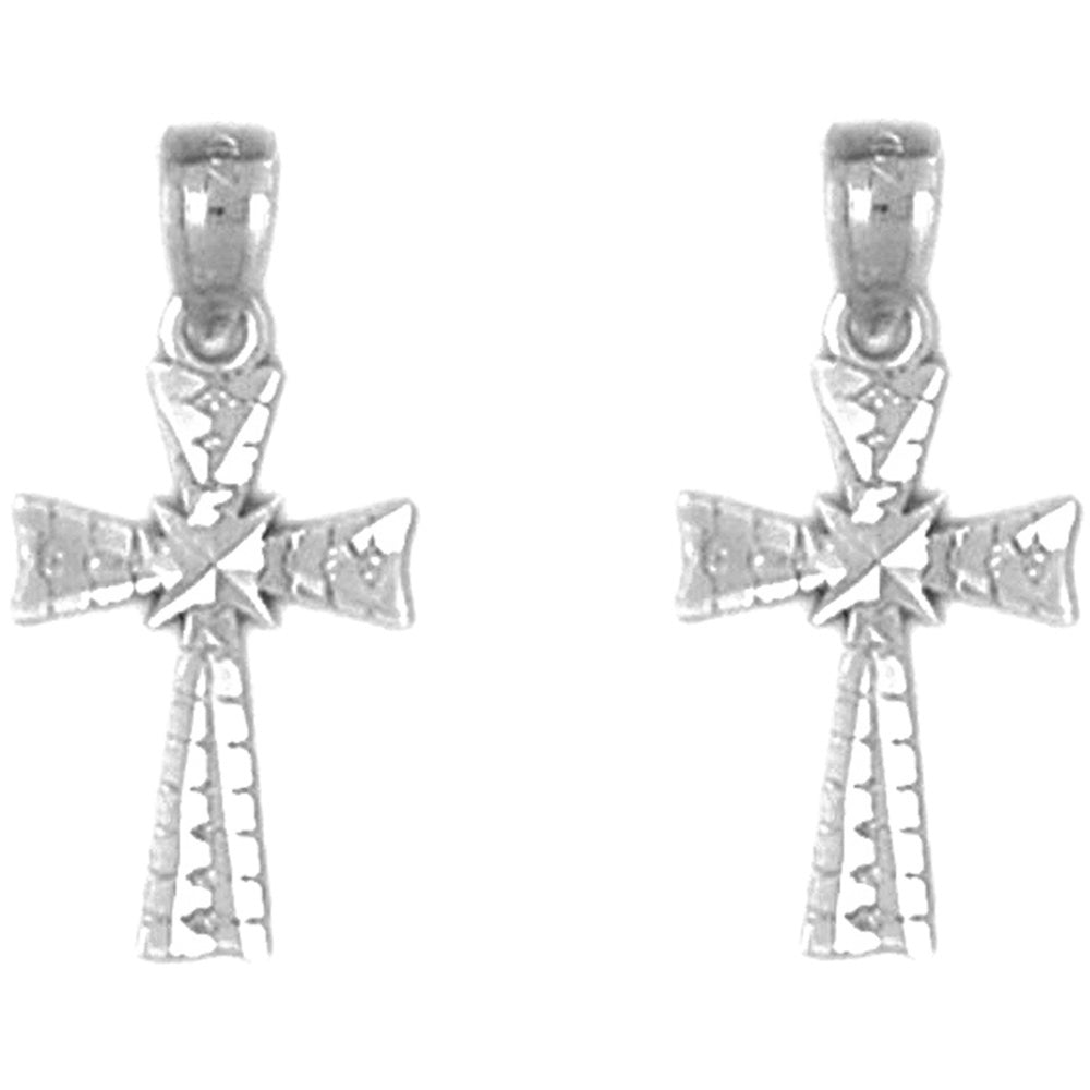 14K or 18K Gold 20mm Glory Cross Earrings