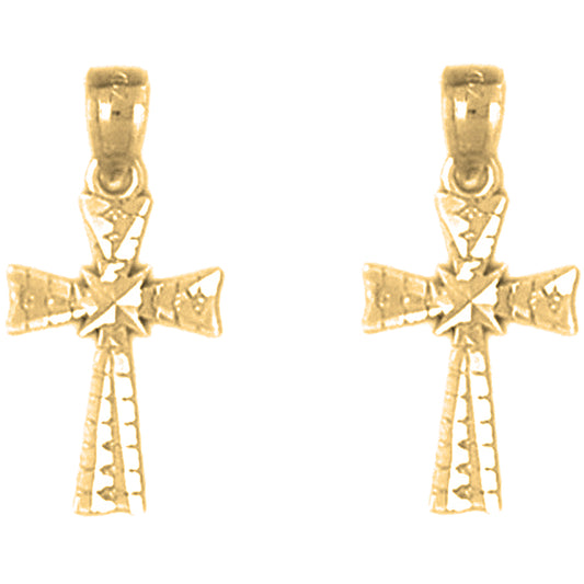 14K or 18K Gold 20mm Glory Cross Earrings