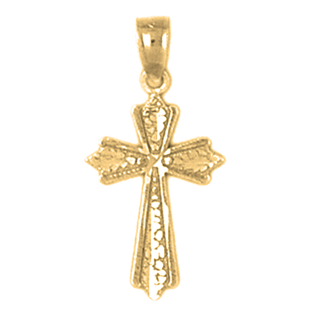 14K or 18K Gold Budded Cross Pendant