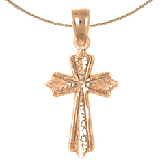 14K or 18K Gold Budded Cross Pendant