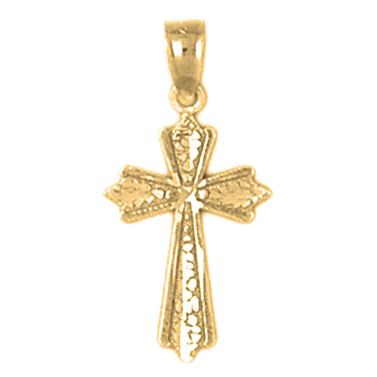 14K or 18K Gold Budded Cross Pendant