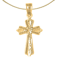 14K or 18K Gold Budded Cross Pendant