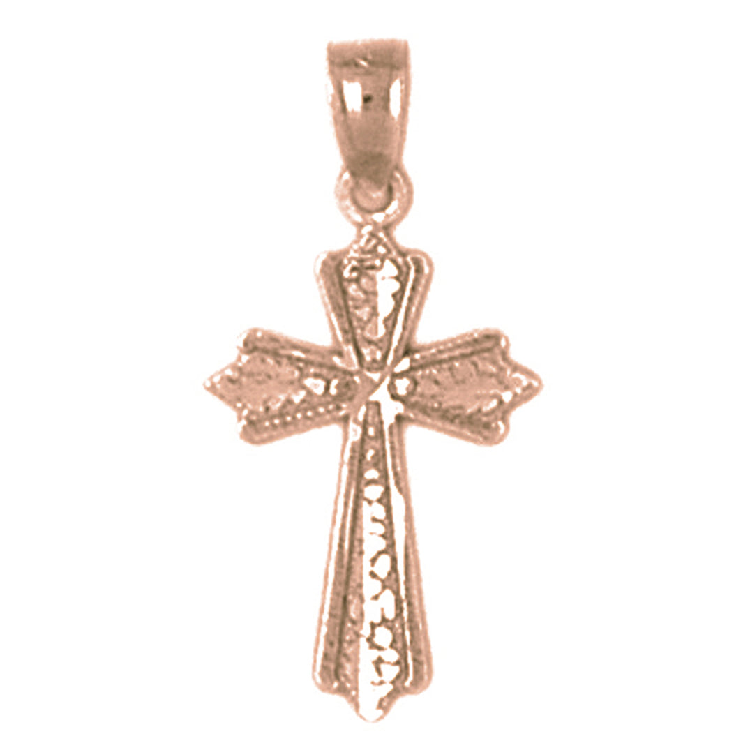 14K or 18K Gold Budded Cross Pendant