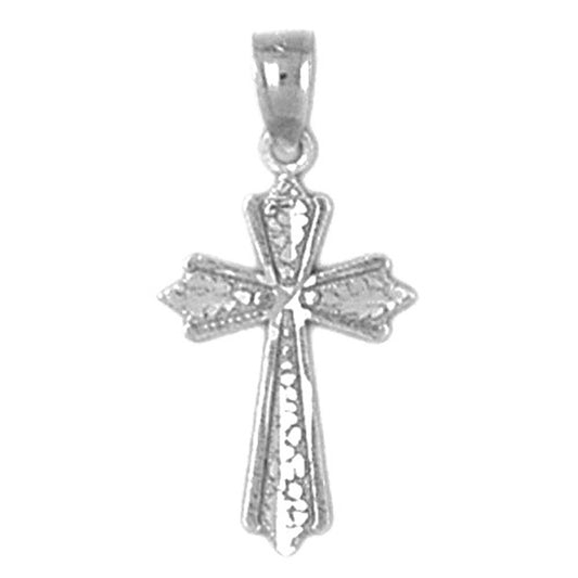 14K or 18K Gold Budded Cross Pendant