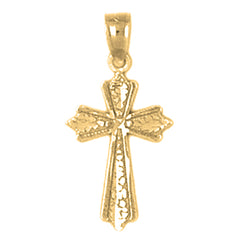 14K or 18K Gold Budded Cross Pendant