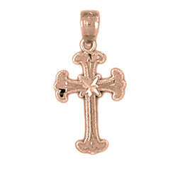 14K or 18K Gold Budded Cross Pendant