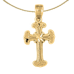 14K or 18K Gold Budded Cross Pendant