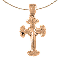 14K oder 18K Gold Knospenkreuz Anhänger