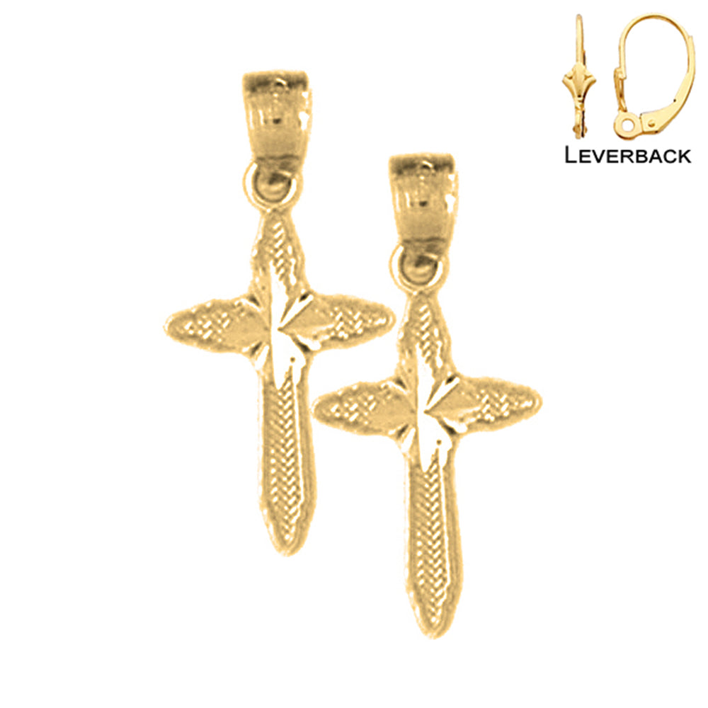 14K or 18K Gold Passion Cross Earrings