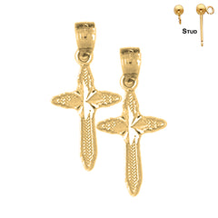 14K or 18K Gold Passion Cross Earrings