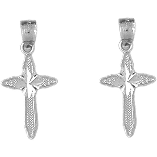 Sterling Silver 21mm Passion Cross Earrings