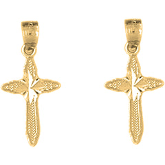 14K or 18K Gold 21mm Passion Cross Earrings