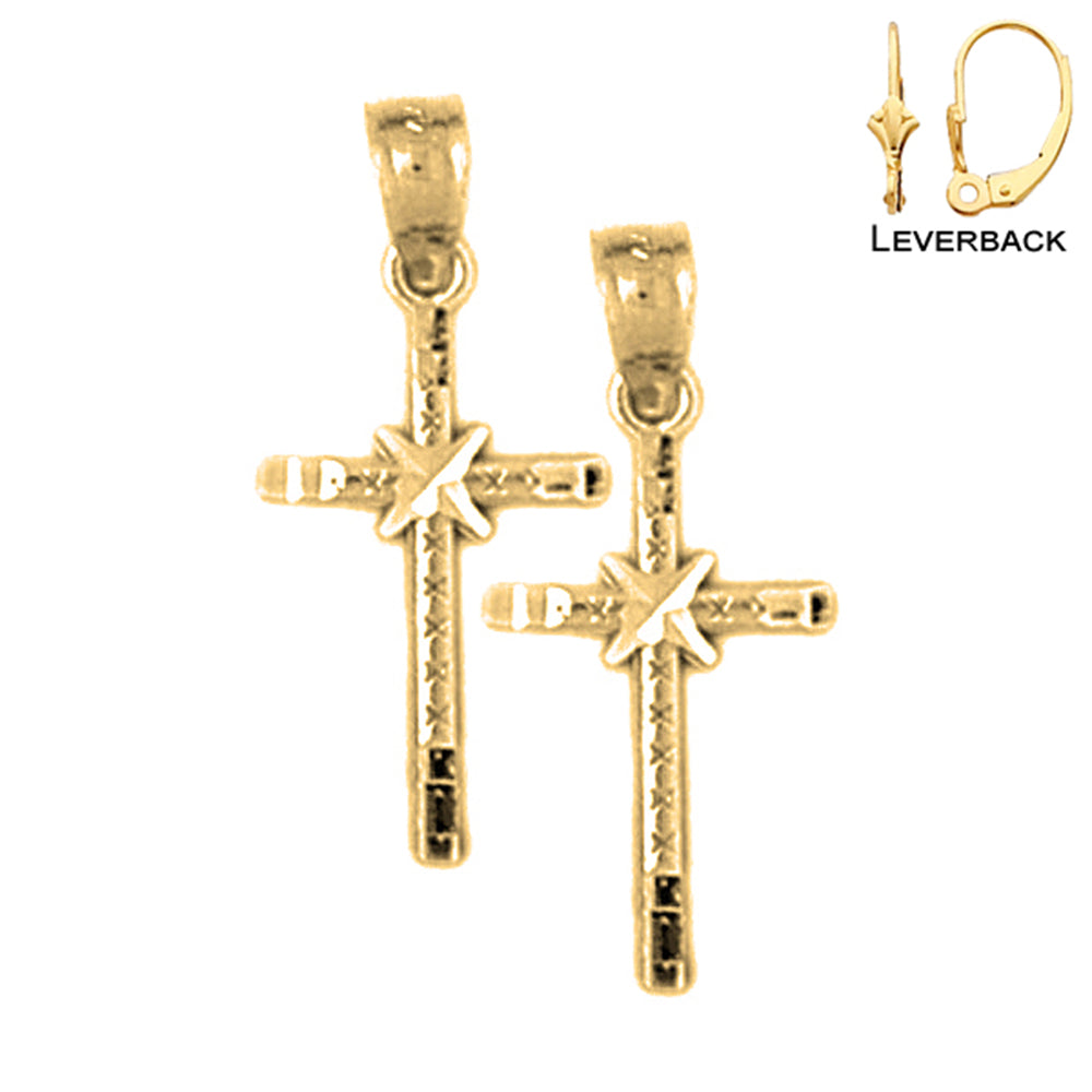 14K oder 18K Gold Glory Cross Ohrringe