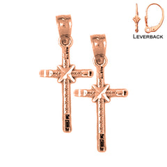 14K oder 18K Gold Glory Cross Ohrringe