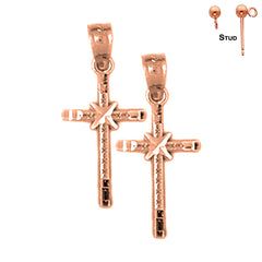 14K oder 18K Gold Glory Cross Ohrringe