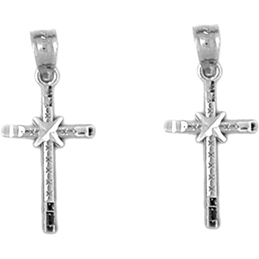Sterling Silver 21mm Glory Cross Earrings