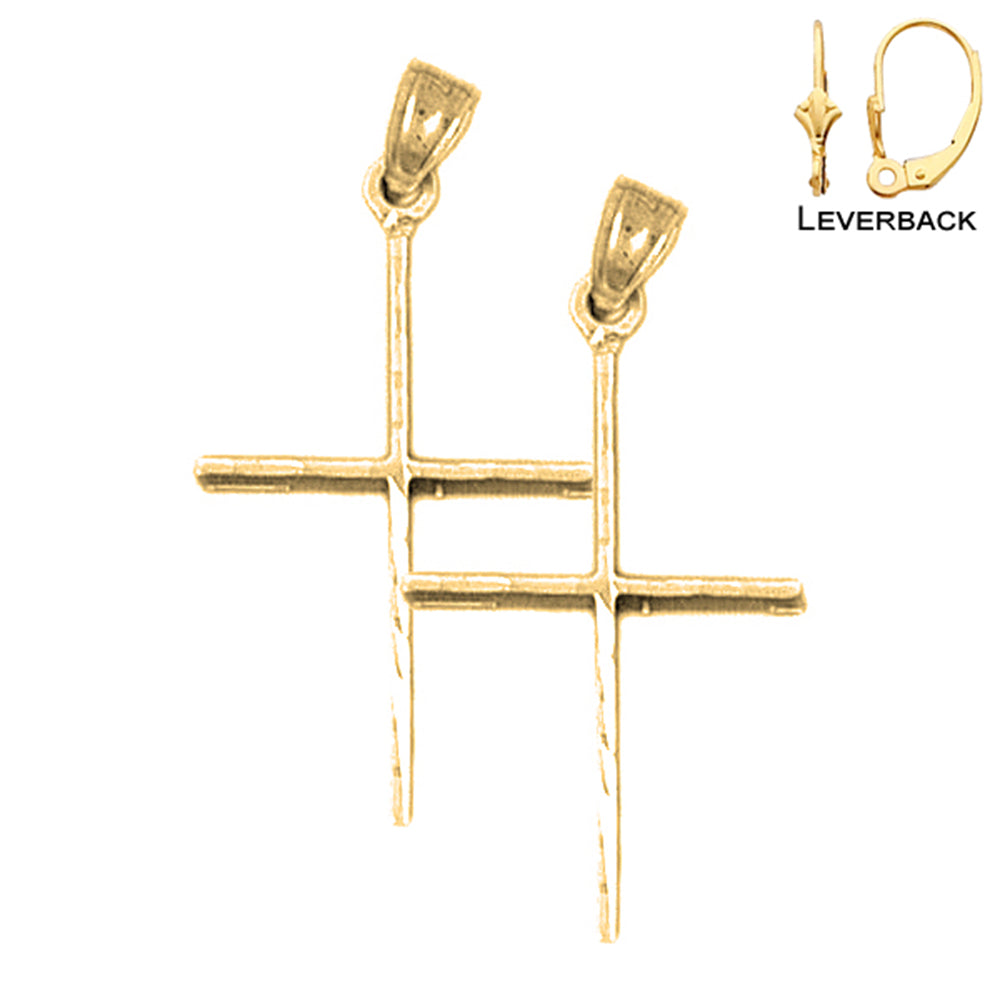 14K or 18K Gold Latin Cross Earrings