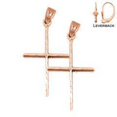 14K or 18K Gold Latin Cross Earrings