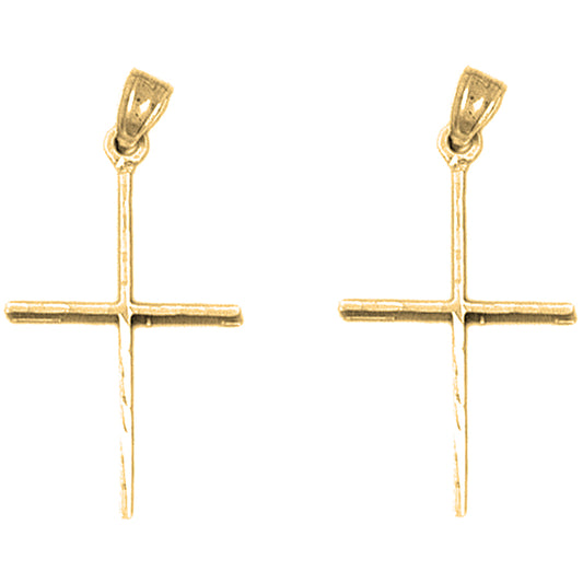 Yellow Gold-plated Silver 32mm Latin Cross Earrings