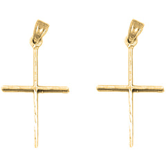 14K or 18K Gold 32mm Latin Cross Earrings