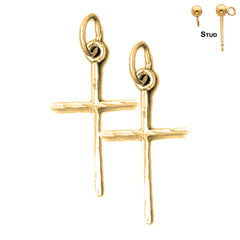 Sterling Silver 24mm Latin Cross Earrings (White or Yellow Gold Plated)