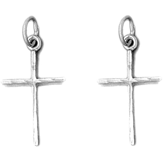 Sterling Silver 24mm Latin Cross Earrings