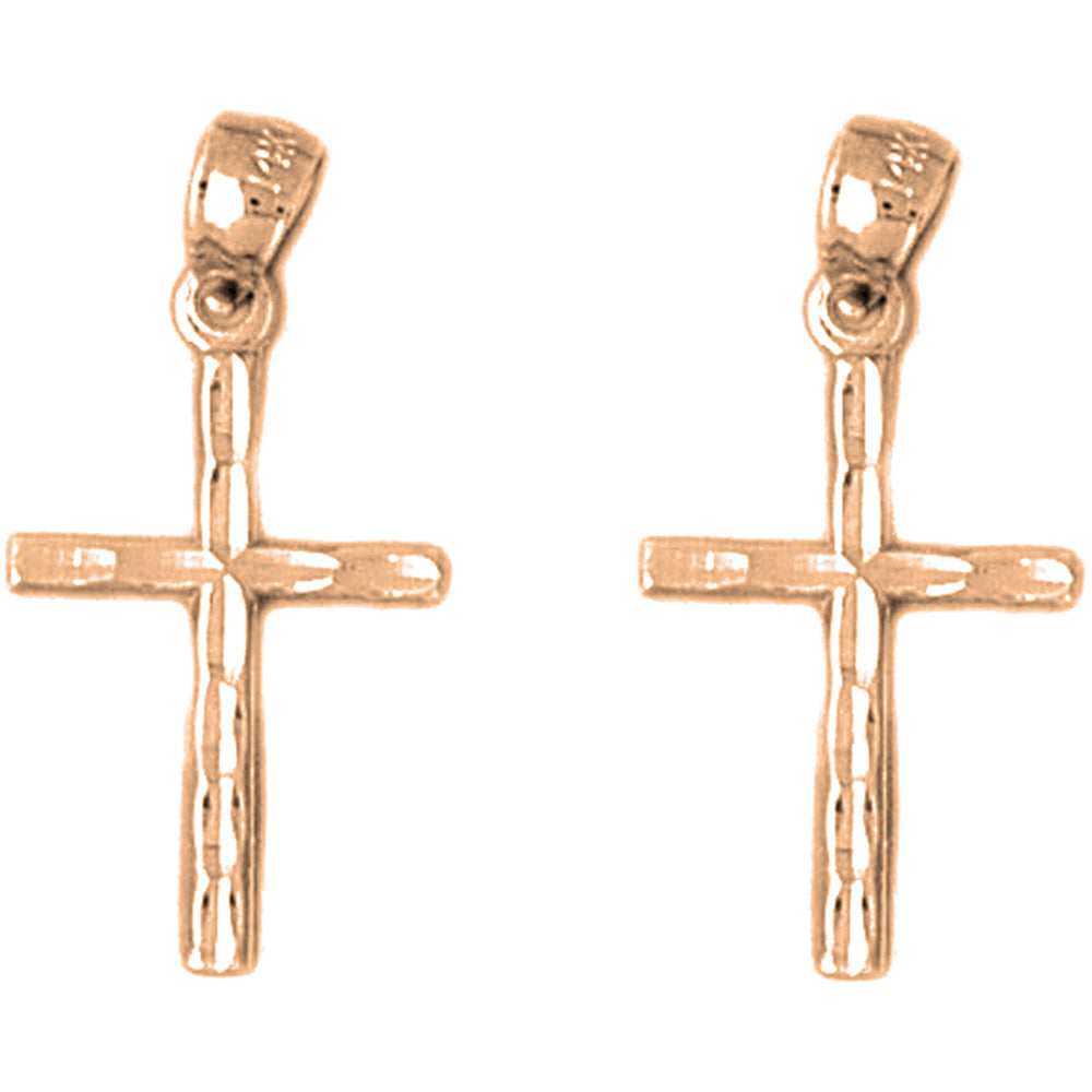 14K or 18K Gold 24mm Latin Cross Earrings