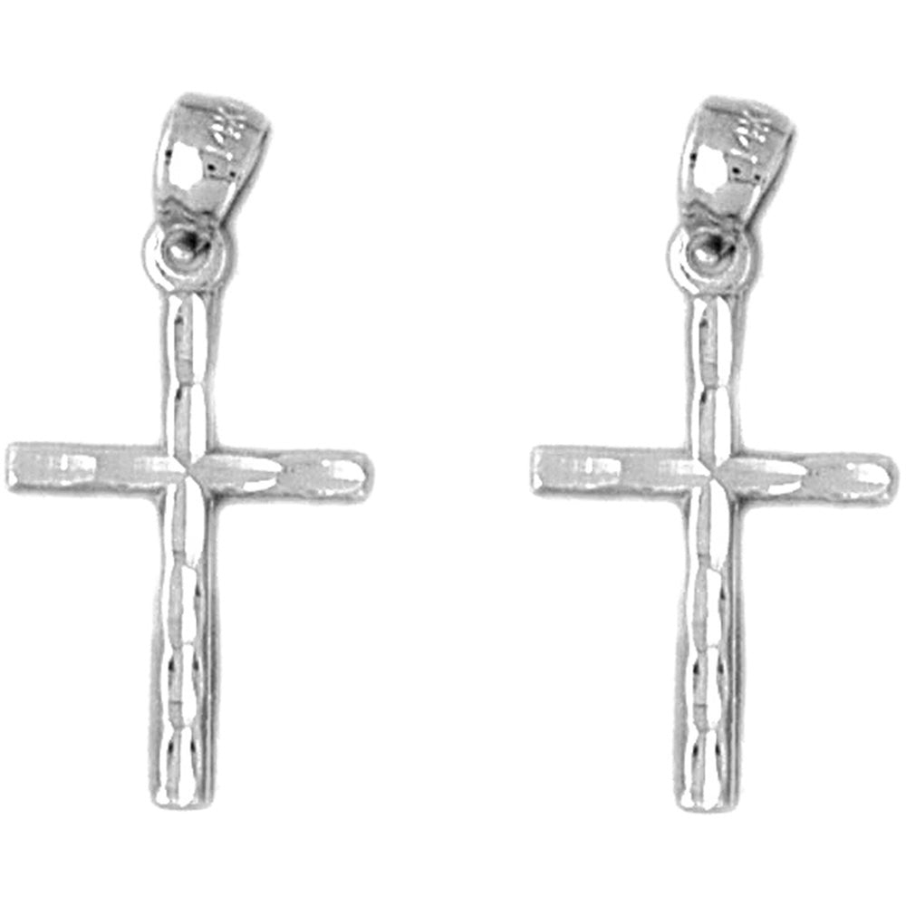 Sterling Silver 24mm Latin Cross Earrings