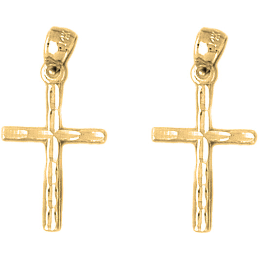 14K or 18K Gold 24mm Latin Cross Earrings