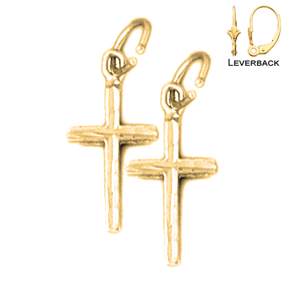 14K or 18K Gold Latin Cross Earrings