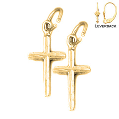 14K or 18K Gold Latin Cross Earrings