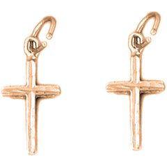 14K or 18K Gold 19mm Latin Cross Earrings