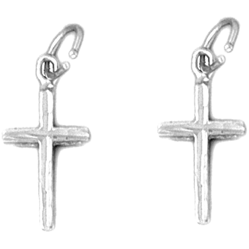 Sterling Silver 19mm Latin Cross Earrings