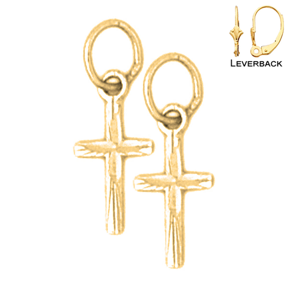 14K or 18K Gold Latin Cross Earrings