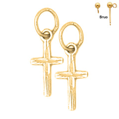 14K or 18K Gold Latin Cross Earrings