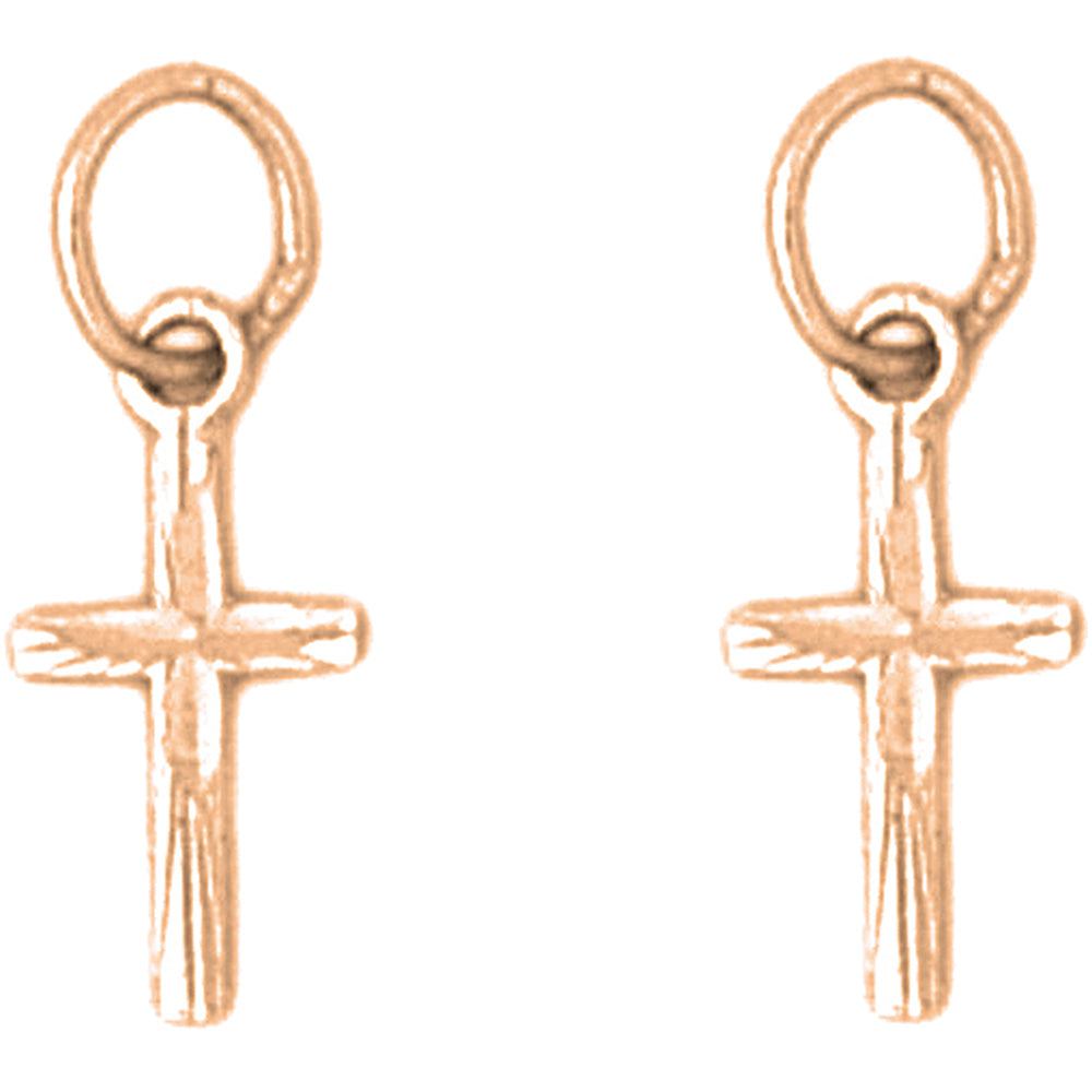 14K or 18K Gold 17mm Latin Cross Earrings