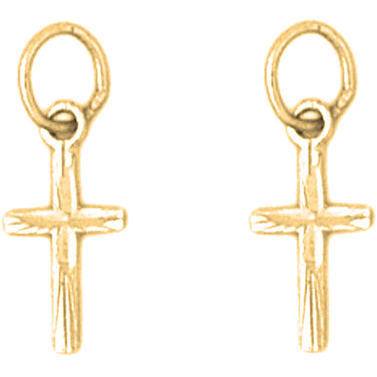 14K or 18K Gold 17mm Latin Cross Earrings