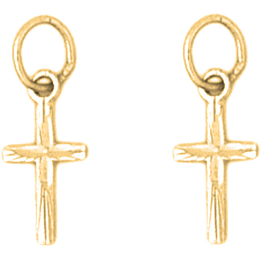 Yellow Gold-plated Silver 17mm Latin Cross Earrings