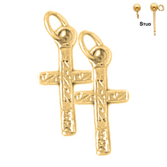 Sterling Silver 17mm Latin Cross Earrings (White or Yellow Gold Plated)