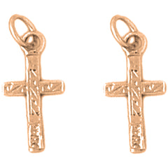 14K or 18K Gold 17mm Latin Cross Earrings